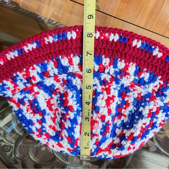 Handmade Women’s Red White & Blue Bucket Hat, 4th of July Hat, Patriot Day - Picture 4 of 7